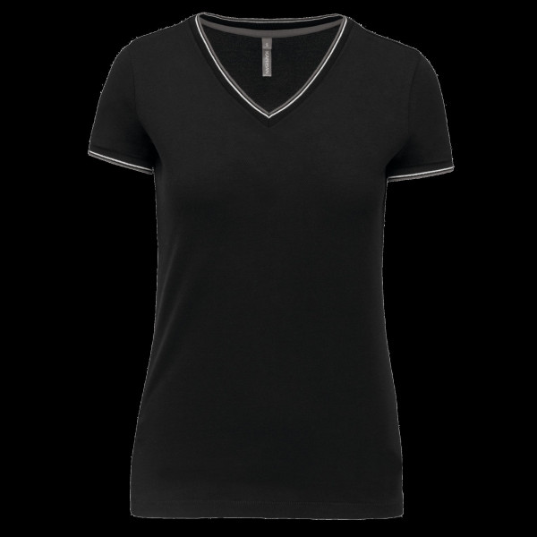 T-shirt maille piquée col V femme personnalisé – Textile d’entreprise pour communication B2B