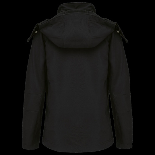 Veste softshell à capuche amovible femme personnalisable – Textile d’entreprise pour événements et onboarding