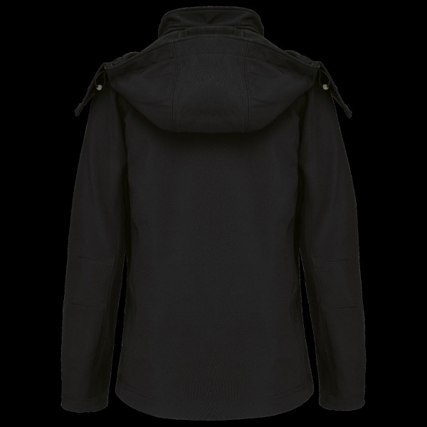 Veste softshell à capuche amovible femme personnalisable – Textile d’entreprise pour événements et onboarding