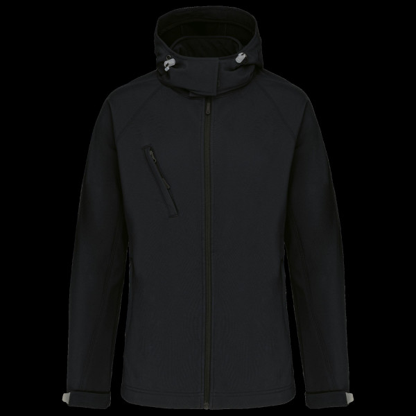 Veste softshell à capuche amovible femme personnalisable – Textile d’entreprise pour événements et onboarding