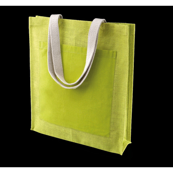 Sac shopping toile de jute avec poignée et poche coton personnalisable - BCM Goodies