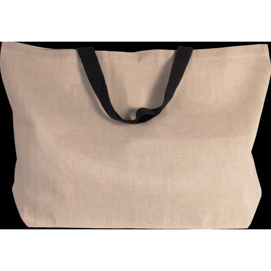 Grand sac fourre-tout en juco personnalisable avec anses contrastées – Objet publicitaire pour entreprises