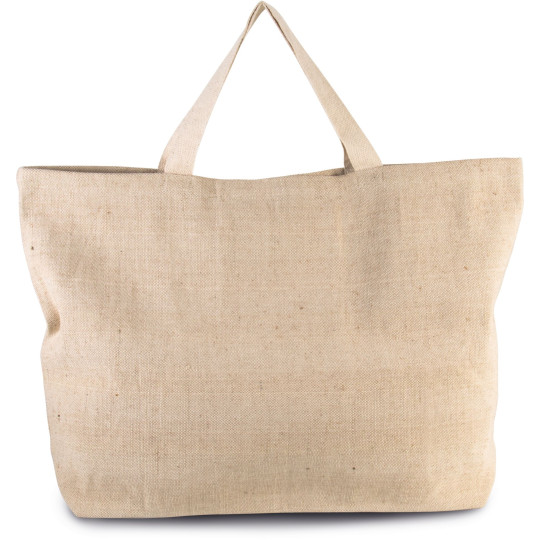 Grand sac shopping fourre-tout rustique personnalisable – Sac événementiel en toile et coton avec poignées contrastées – Goodies