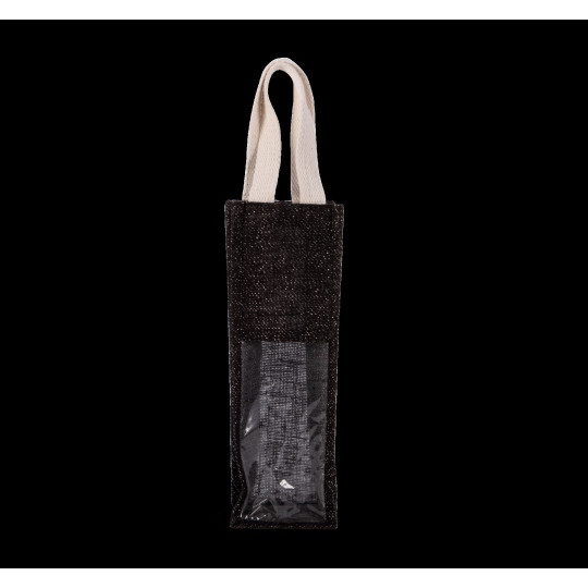 Sac porte-bouteille en toile de jute avec fenêtre et poignées – Personnalisable pour cadeaux d’entreprise