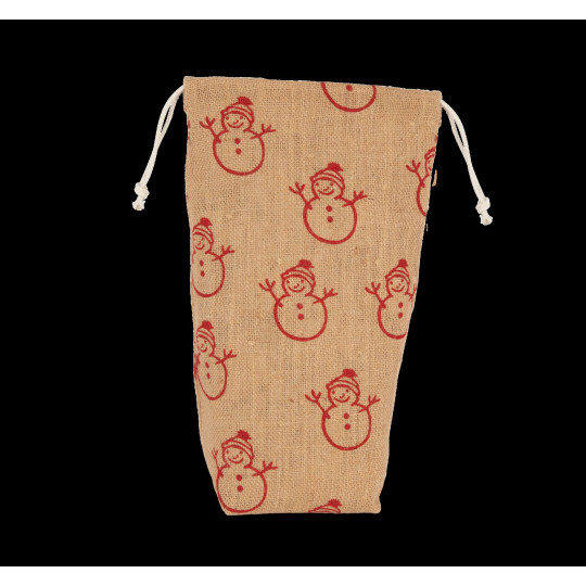 Porte-bouteille de Noël en jute personnalisable – Cadeau d’entreprise et objet publicitaire pour fêtes de fin d’année