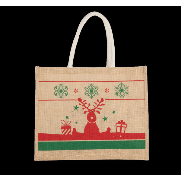 Sac shopping de Noël en jute personnalisable pour communication d’entreprise – BCM Goodies