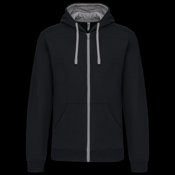 Sweat-shirt zippé à capuche contrastée personnalisé pour communication d’entreprise | BCM Goodies