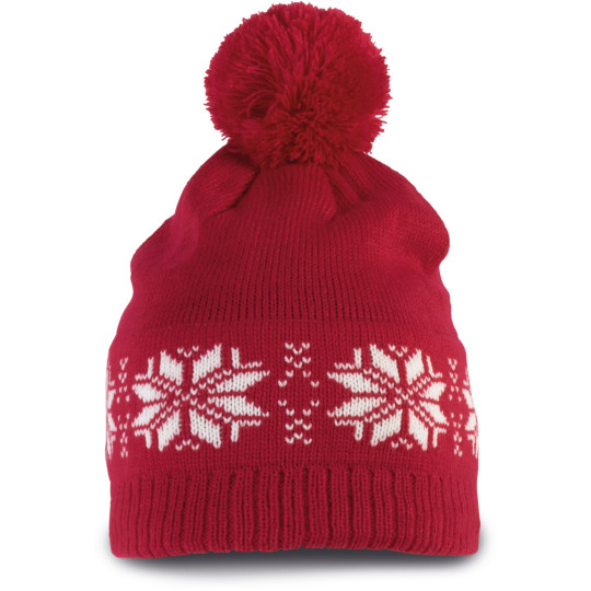 Bonnet de Noël tricoté motif étoiles personnalisable – Accessoire événementiel entreprise