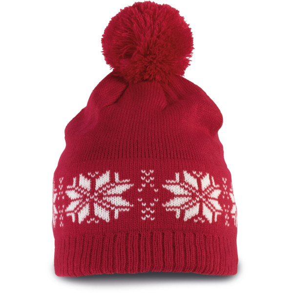 Bonnet de Noël tricoté motif étoiles personnalisable – Accessoire événementiel entreprise