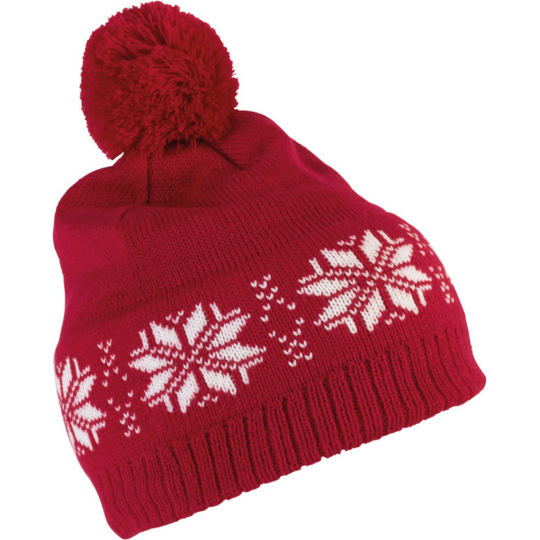 Bonnet de Noël tricoté motif étoiles personnalisable – Accessoire événementiel entreprise