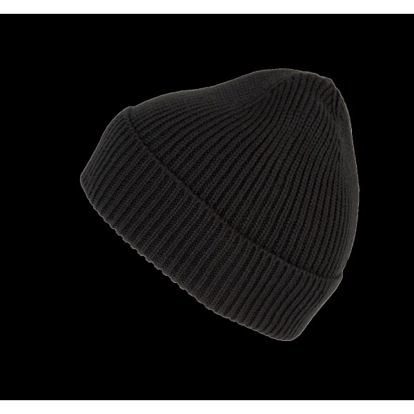 Bonnet côtelé avec revers Polylana® personnalisable – Accessoire textile écoresponsable traçable pour communication d’entreprise