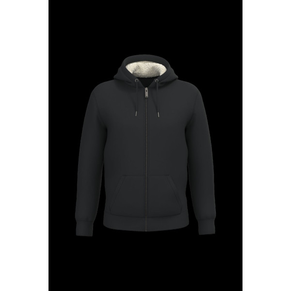 Sweat-shirt zippé écoresponsable doublé sherpa personnalisable unisexe – coton bio et polyester recyclé – BCM Goodies