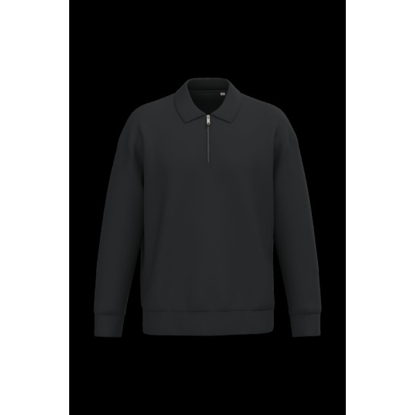 Sweat-shirt écoresponsable quart zip col polo unisexe personnalisable pour communication B2B – BCM Goodies