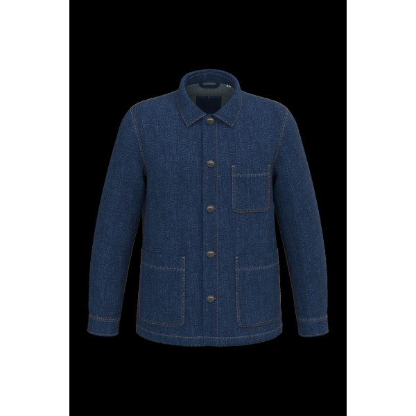 Veste en denim coton biologique à effet délavé avec poches plaquées et boutons recyclés – BCM Goodies
