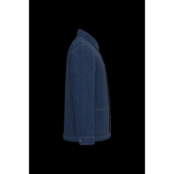 Veste en denim coton biologique à effet délavé avec poches plaquées et boutons recyclés – BCM Goodies