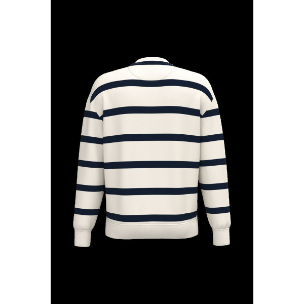 Sweat-shirt écoresponsable unisexe à col rond rayé en coton bio et polyester recyclé – Personnalisation B2B