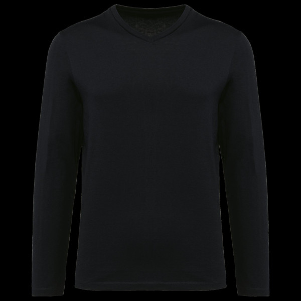 T-shirt personnalisé homme manches longues col V en coton Supima® – BCM Goodies