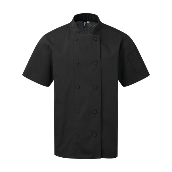 Veste chef cuisinier manches courtes Coolchecker® personnalisable – Vêtement professionnel BCM Goodies