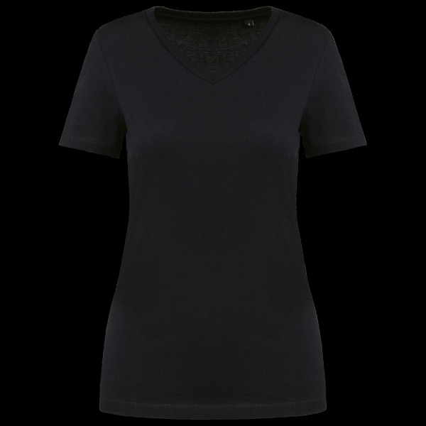 T-shirt femme personnalisé col V Supima® 100% coton – Communication d’entreprise textile