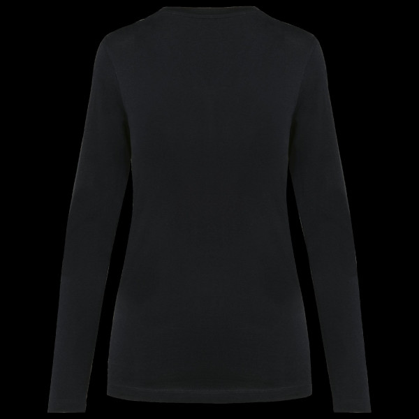 T-shirt femme personnalisable manches longues col V en coton Supima® – Textile entreprise BCM Goodies