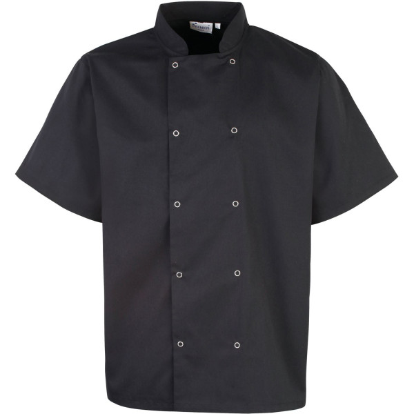 Veste de cuisine manches courtes à boutons pression personnalisable – Textile professionnel BCM Goodies