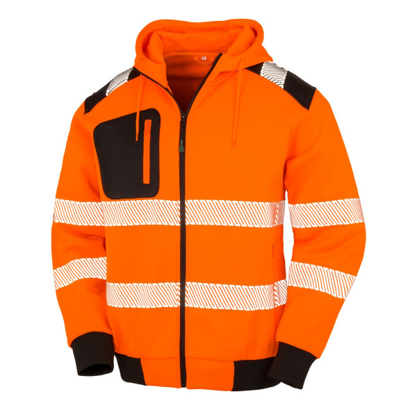Sweat-shirt à capuche de sécurité recyclé personnalisé – Vêtement haute visibilité EN ISO 20471 pour entreprise – BCM Goodies
