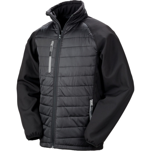 Veste softshell rembourrée recyclée black compass personnalisable – Textile professionnel pour communication d’entreprise – BCM 