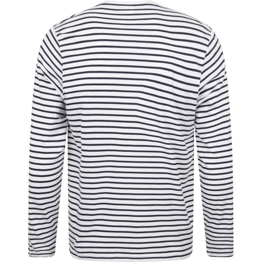 T-shirt rayé manches longues personnalisable en coton – Vêtement d’entreprise pour communication et fidélisation