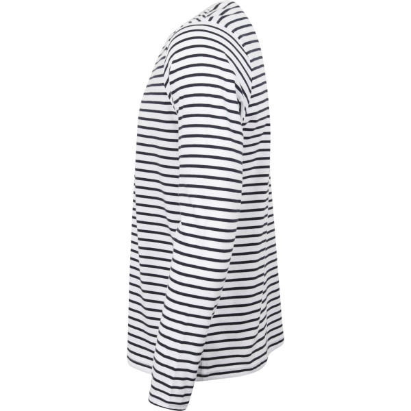 T-shirt rayé manches longues personnalisable en coton – Vêtement d’entreprise pour communication et fidélisation