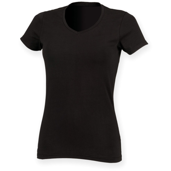 T-shirt femme col V personnalisable Feel Good 96% coton pour communication B2B – BCM Goodies