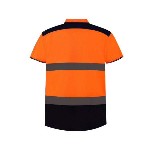 Polo bicolore haute visibilité personnalisé conforme EN ISO20471 Classe 2 – Textile publicitaire BCM Goodies