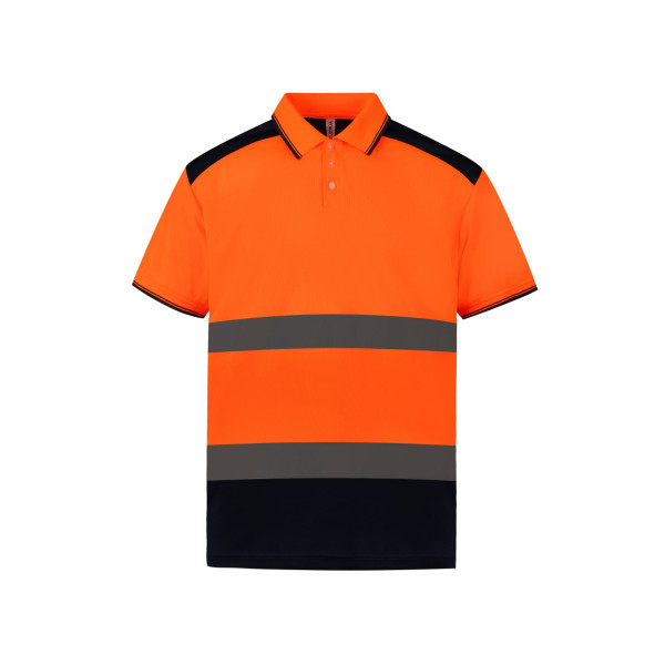 Polo bicolore haute visibilité personnalisé conforme EN ISO20471 Classe 2 – Textile publicitaire BCM Goodies