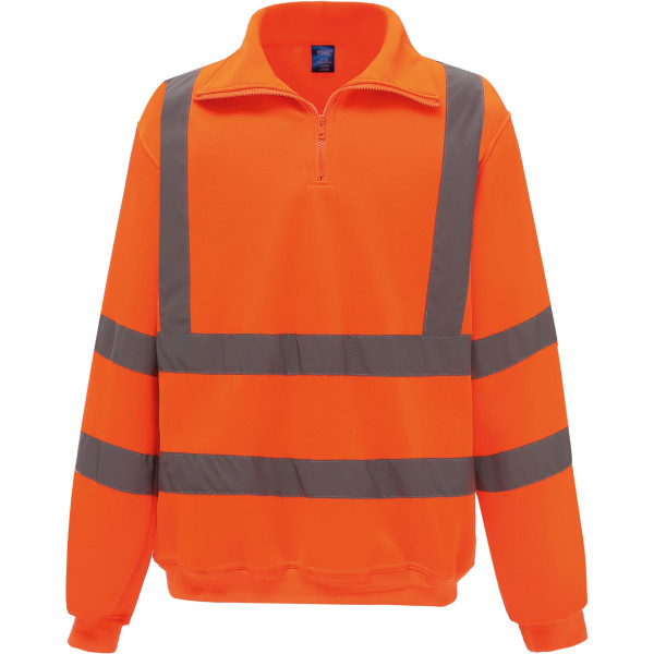 Sweat-shirt 1/4 zip haute visibilité personnalisable – Vêtement professionnel conforme EN ISO20471 – BCM Goodies