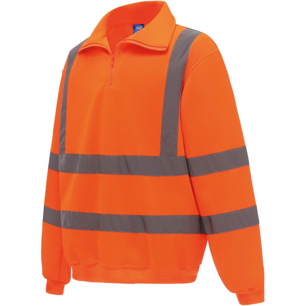 Sweat-shirt 1/4 zip haute visibilité personnalisable – Vêtement professionnel conforme EN ISO20471 – BCM Goodies