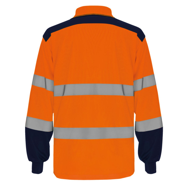 Polo bicolore manches longues haute visibilité EN ISO 20471 Classe 2 personnalisé pour entreprises – BCM Goodies