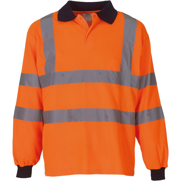 Polo manches longues haute visibilité personnalisable – Norme EN ISO20471 Classe 3 – BCM Goodies