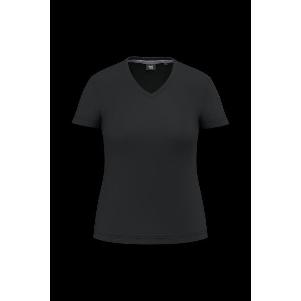 T-shirt écoresponsable col V femme personnalisable antibactérien pour entreprises - BCM Goodies