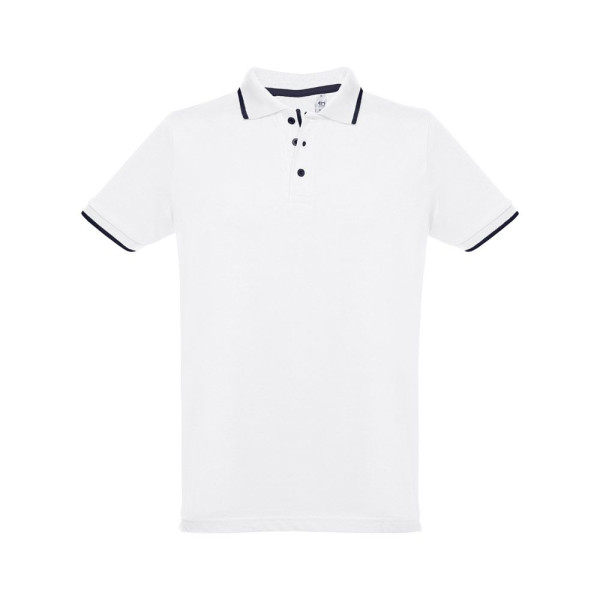 Polo en coton bicolore pour homme THC ROME WH - Polo publicitaire blanc personnalisable pour entreprise
