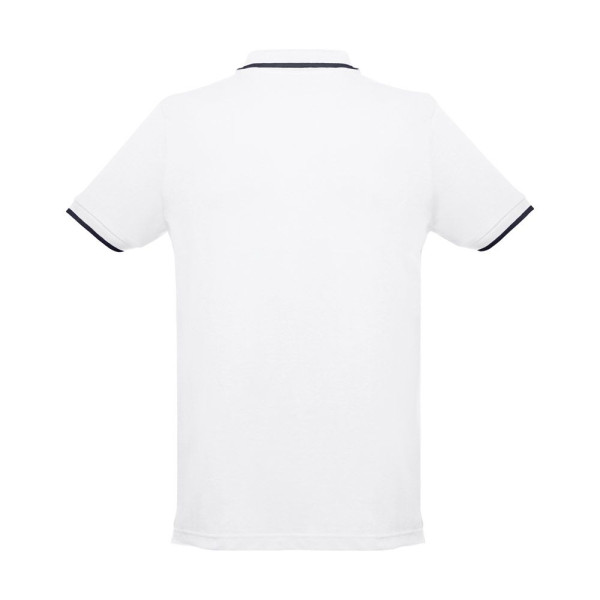 Polo en coton bicolore pour homme THC ROME WH - Polo publicitaire blanc personnalisable pour entreprise