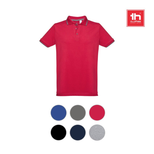 Polo bicolore en coton pour hommes THC ROME - Personnalisation avec logo - BCM Goodies