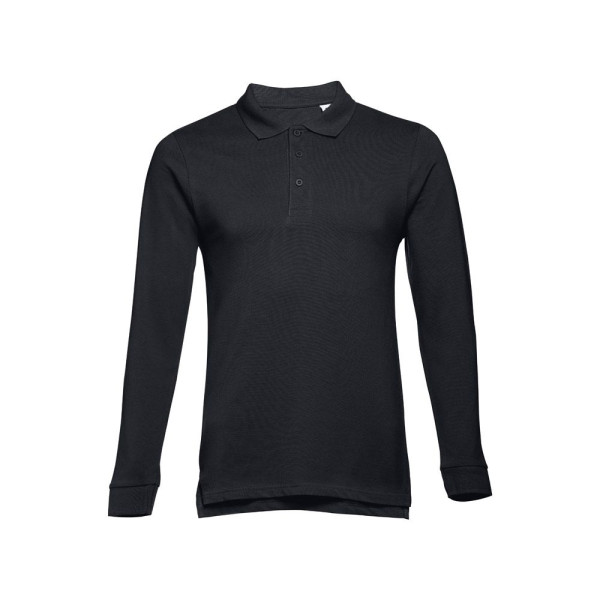 Polo THC BERN à manches longues en coton cardé pour hommes - Personnalisable pour entreprise - Qualité et confort - BCM Goodies
