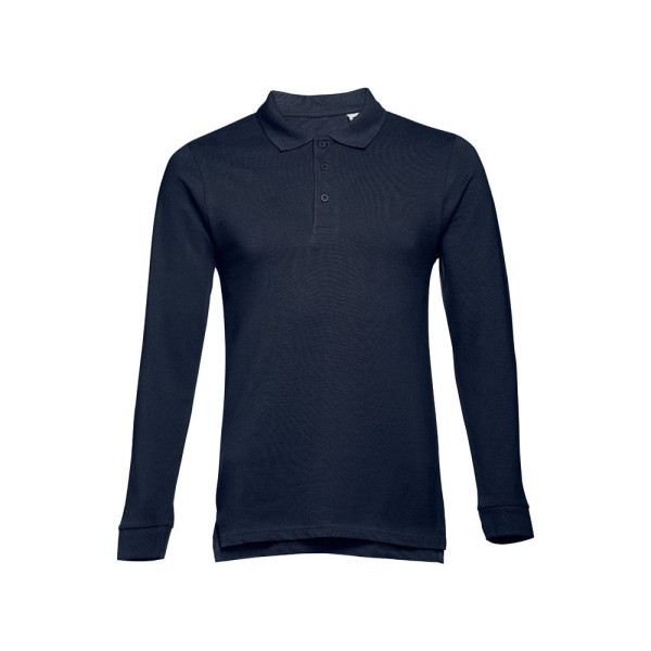 Polo THC BERN à manches longues en coton cardé pour hommes - Personnalisable pour entreprise - Qualité et confort - BCM Goodies