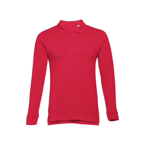 Polo THC BERN à manches longues en coton cardé pour hommes - Personnalisable pour entreprise - Qualité et confort - BCM Goodies