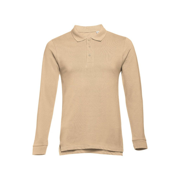 Polo THC BERN à manches longues en coton cardé pour hommes - Personnalisable pour entreprise - Qualité et confort - BCM Goodies