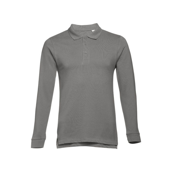 Polo THC BERN à manches longues en coton cardé pour hommes - Personnalisable pour entreprise - Qualité et confort - BCM Goodies