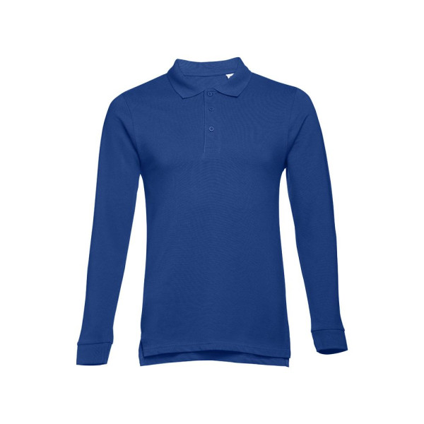 Polo THC BERN à manches longues en coton cardé pour hommes - Personnalisable pour entreprise - Qualité et confort - BCM Goodies