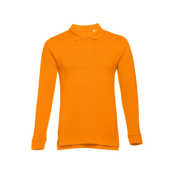 Polo THC BERN à manches longues en coton cardé pour hommes - Personnalisable pour entreprise - Qualité et confort - BCM Goodies