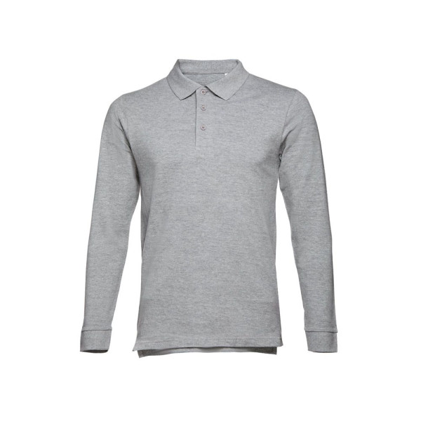 Polo THC BERN à manches longues en coton cardé pour hommes - Personnalisable pour entreprise - Qualité et confort - BCM Goodies