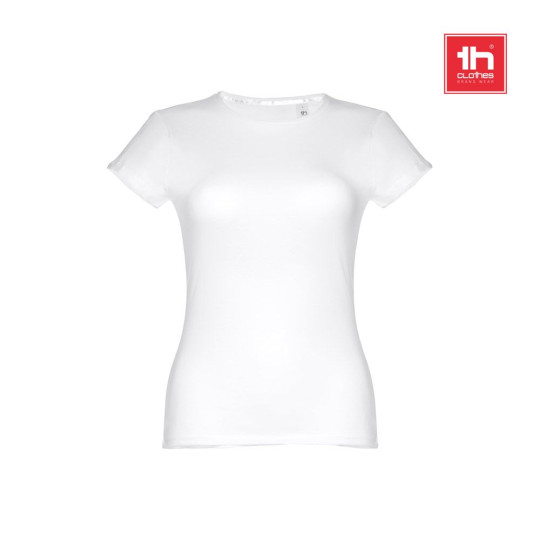 T-shirt femme en coton ceinturé blanc THC SOFIA WH - Objet publicitaire personnalisable