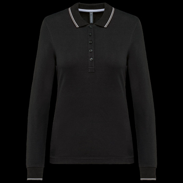 Polo maille piquée manches longues femme personnalisable – Support textile pour communication d’entreprise